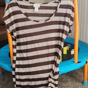 Motherhood Maternity Brown and Cream Striped Tee